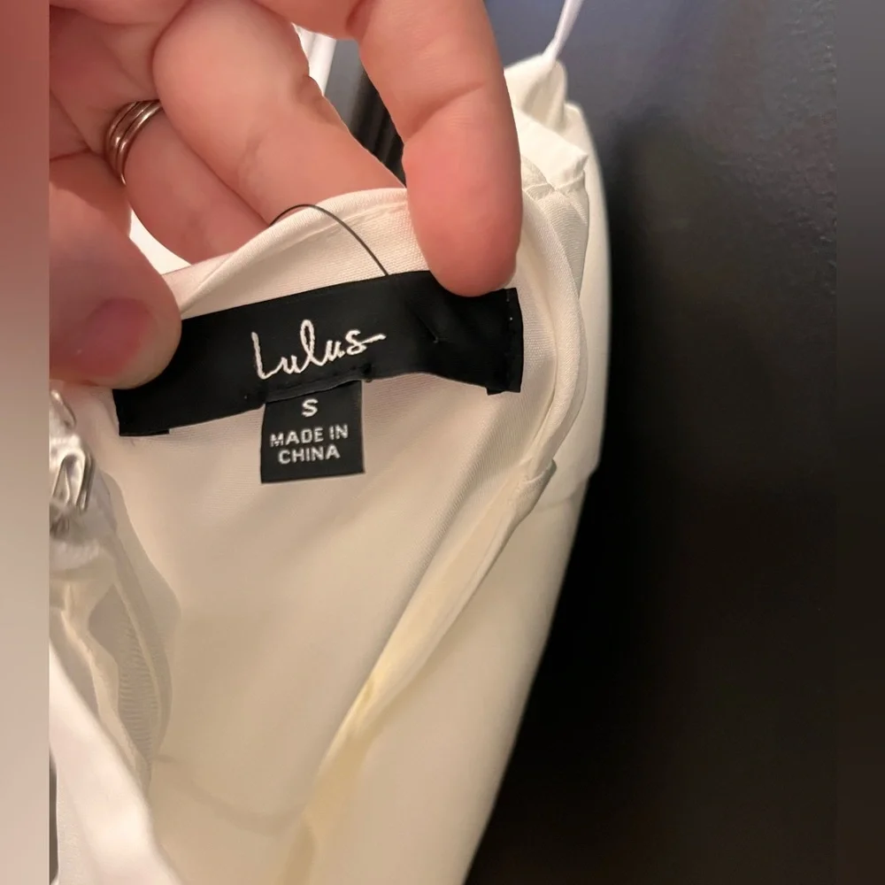 Enchanted Moments White Satin Ruffled High-Low Dress - Picture 2 of 5